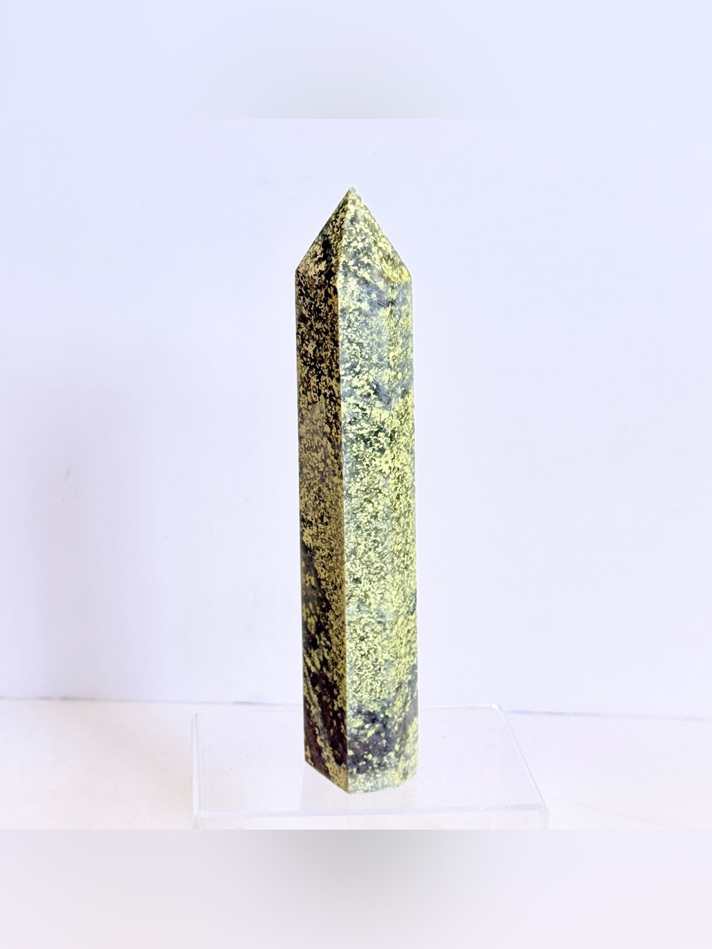 Large Lime Green Serpentine Crystal Tower – Polished Gemstone Point 8.5” 505g